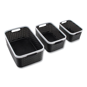 Advantus Open Lid Storage Bin, Assorted Sizes, Black-white, 3-pack freeshipping - TVN Wholesale